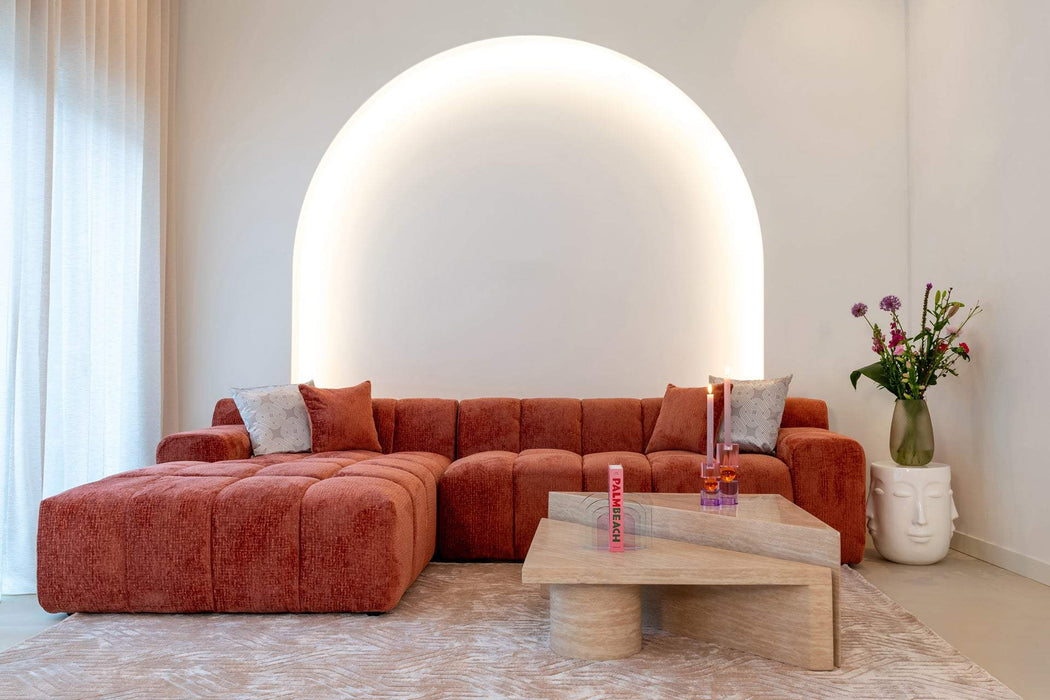 Sofa Cube 3-zits + lounge links Blush Fusion