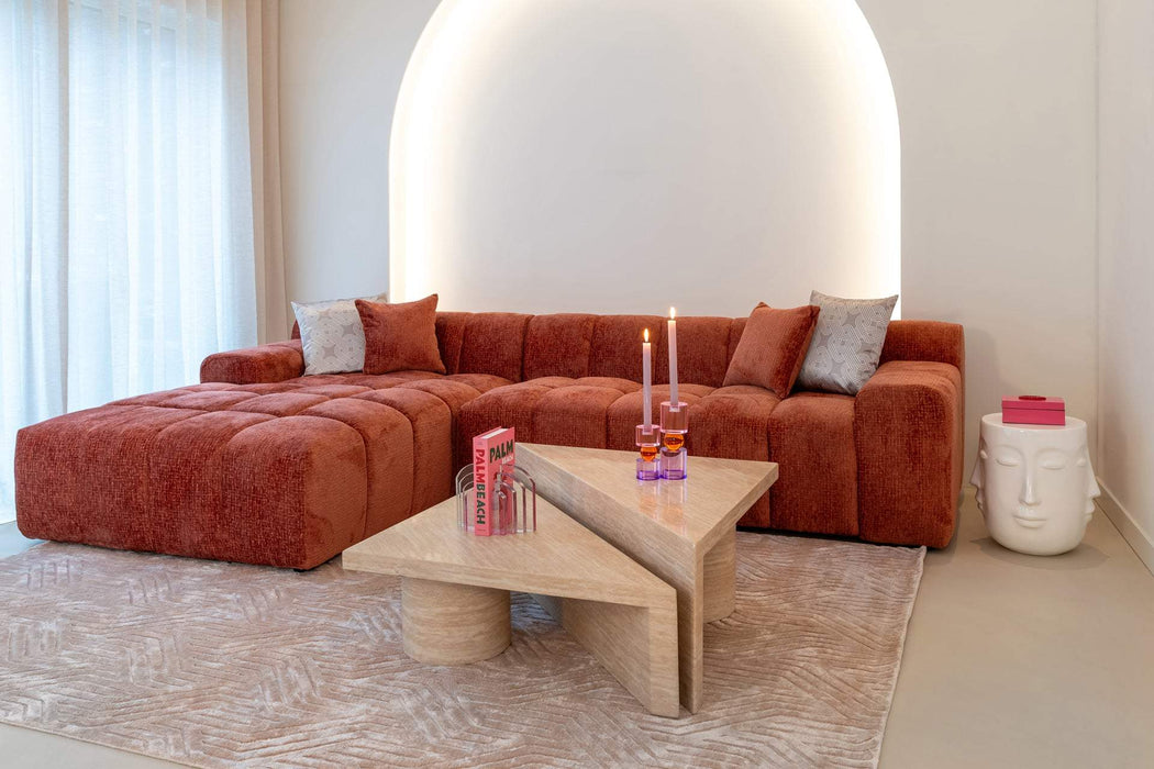 Sofa Cube 3-zits + lounge links Blush Fusion