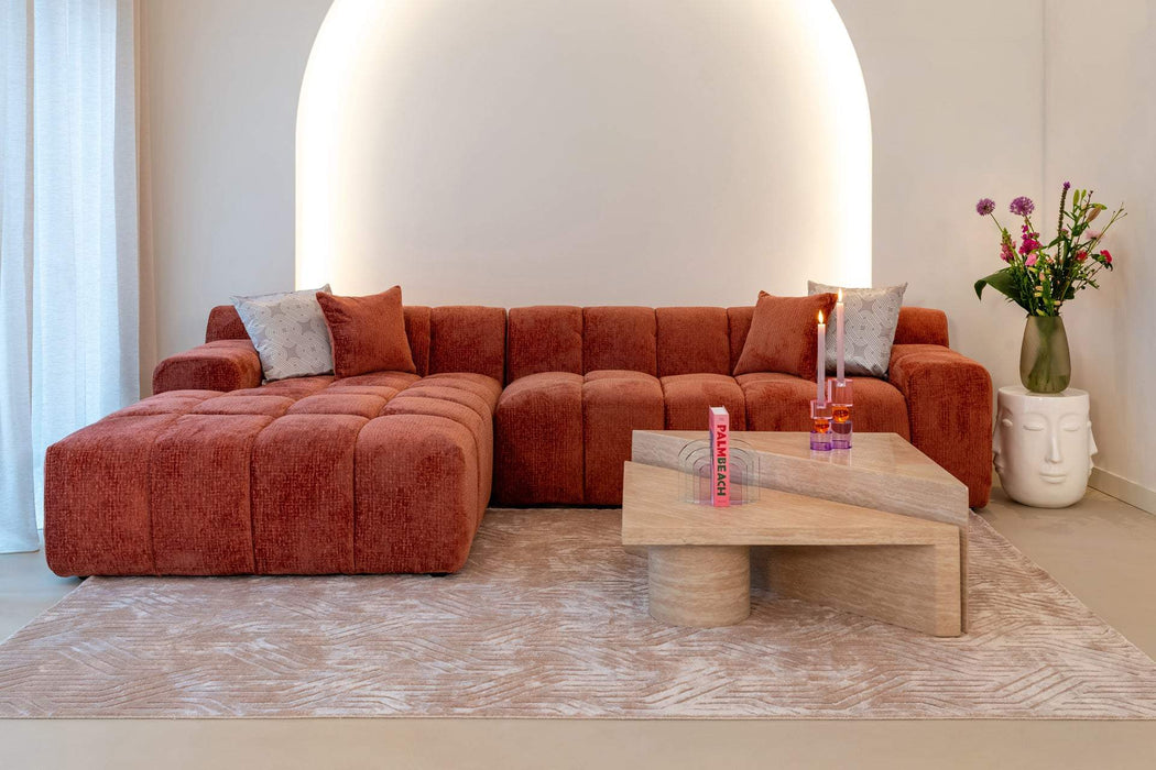 Sofa Cube 3-zits + lounge links Blush Fusion