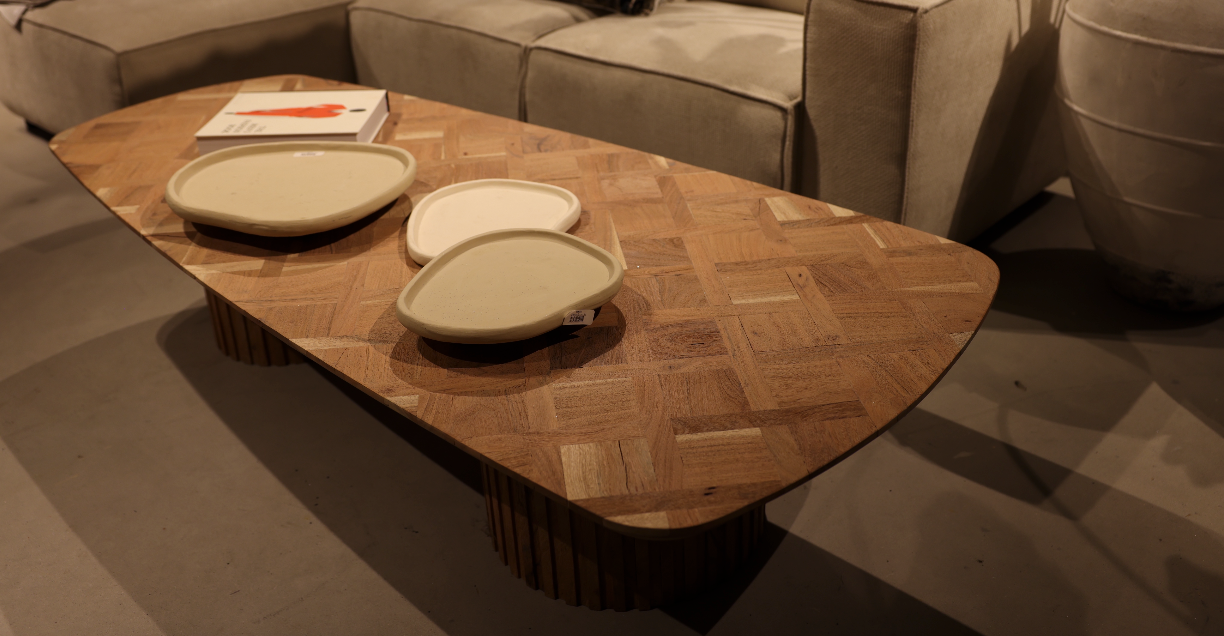 Fieron Naturel houten salontafel met dubbel onderstel
