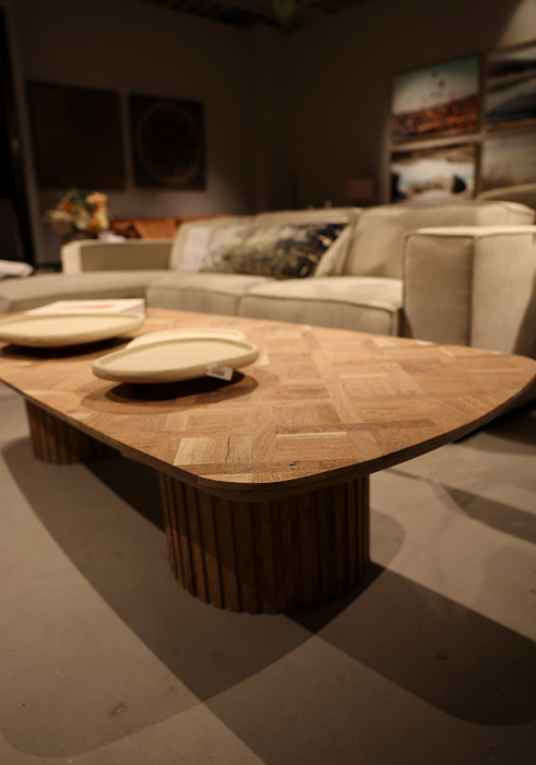 Fieron Naturel houten salontafel met dubbel onderstel
