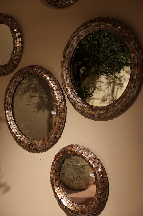 Chelsae Bronze Poly Rond Shell Spiegel Klein