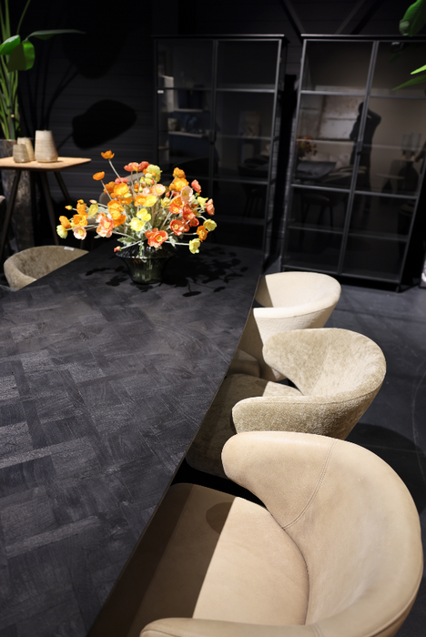 Fieron Zwarte acaia houten eettafel ovaal 200cm