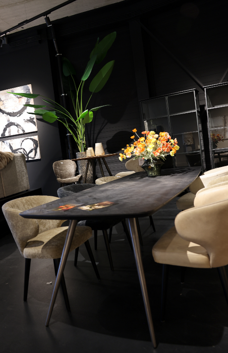 Fieron Zwarte acaia houten eettafel ovaal 200cm