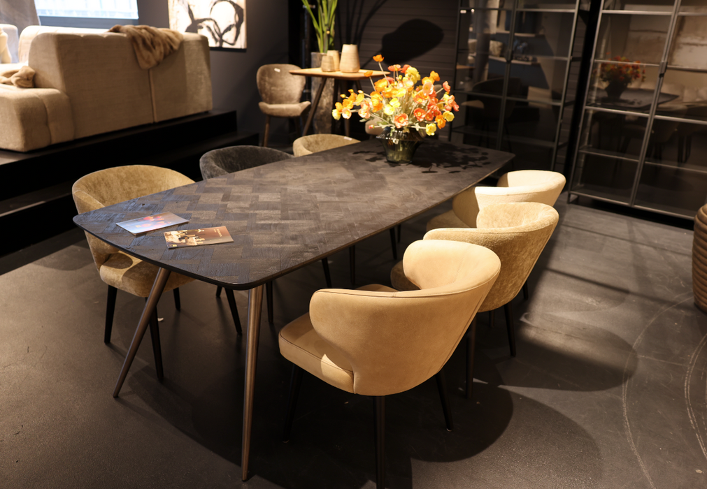 Fieron Zwarte acaia houten eettafel ovaal 200cm