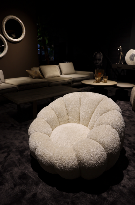 Daisy fauteuil crème goud onderstel draaibaar
