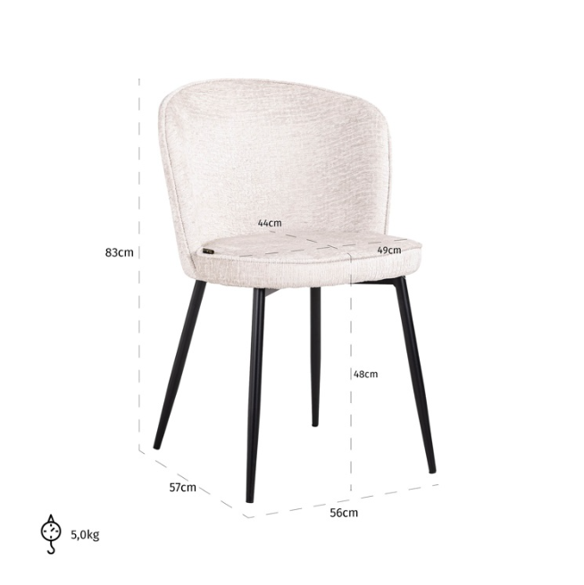 Stoel Sandy cream fusion (set van 2)