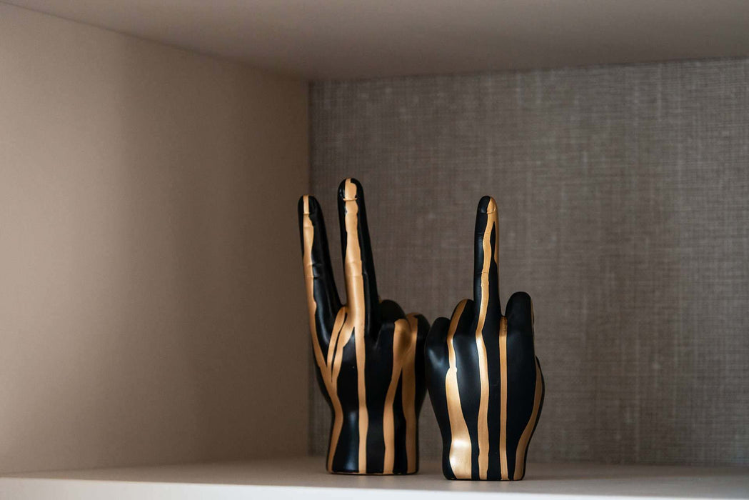 Deco object hand peace (Black/gold)