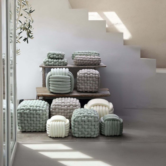 Roa Mintgroene polyester handgeweven poef L