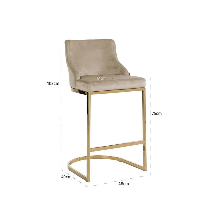 Barstoel Bolton khaki velvet