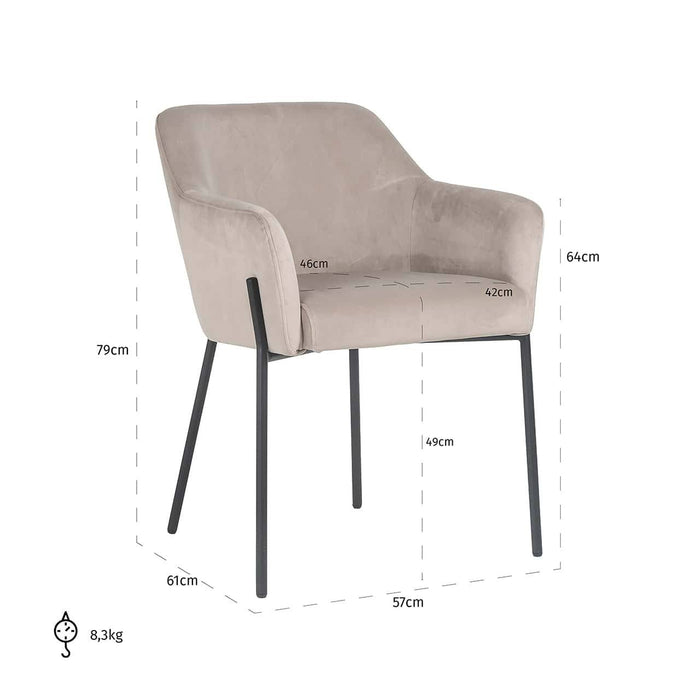 Stoel Fay khaki velvet