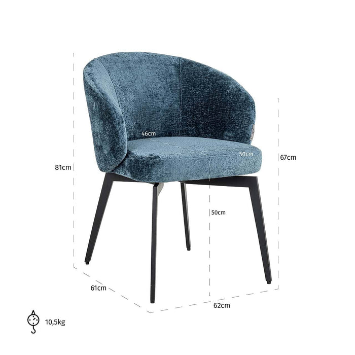 Stoel Amphara Blauw chenille