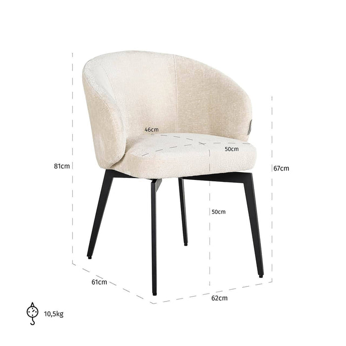 Stoel Amphara white chenille fire retardant