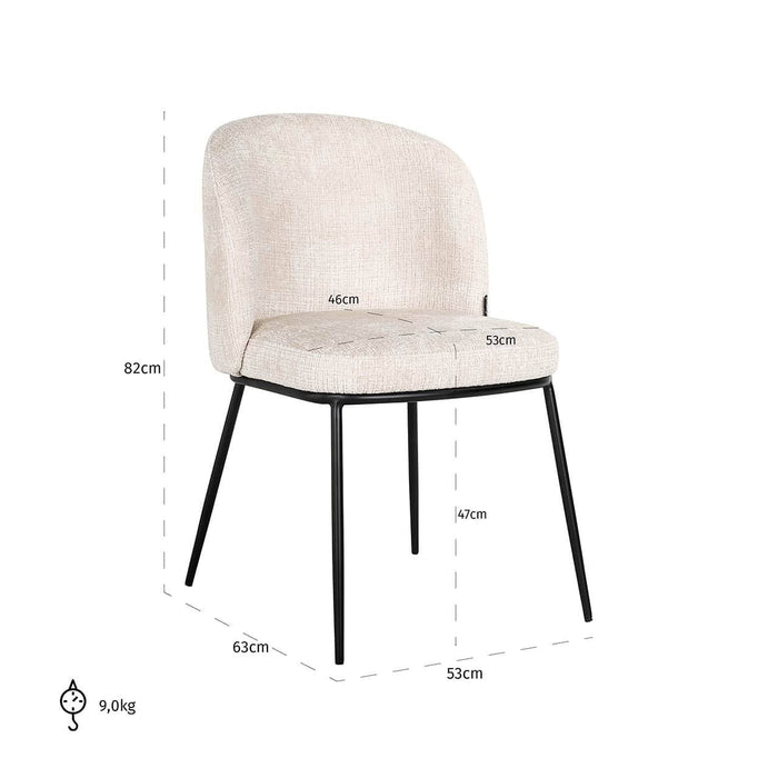 Stoel Elvi beige chenille fire retardant